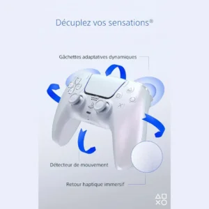 Manette PS5 sans fil Chroma Pearl - prix maroc