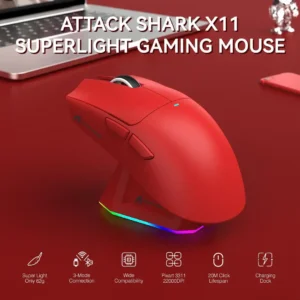 ATTACK SHARK X11 RED - Meilleur Prix au Maroc